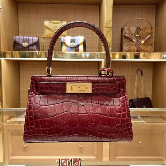 Tory Burch Handbags - Tory Burch Lee Radzwill Embossed Petite Bag Roma Red